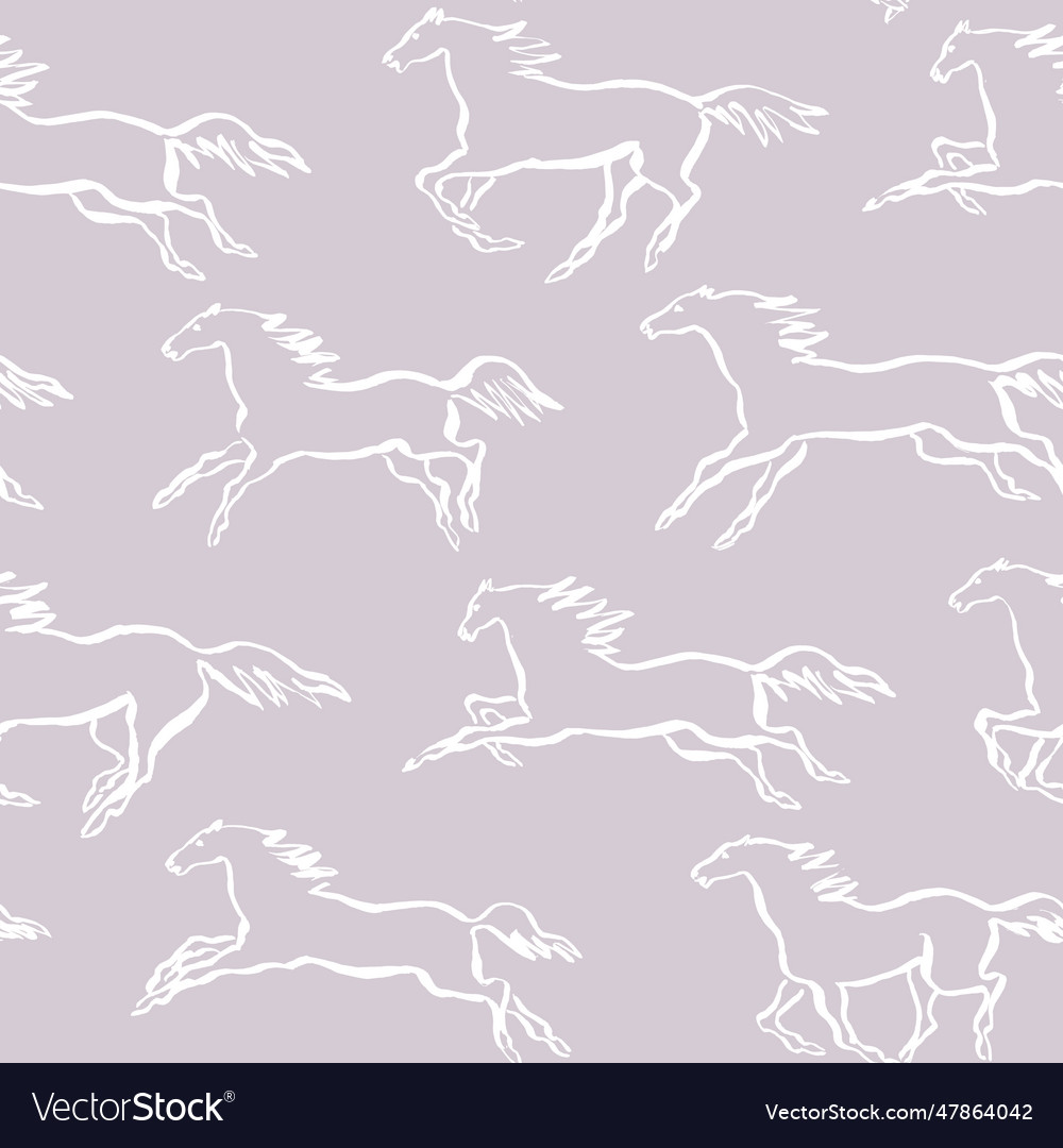 Wild horses outline silhouettes pattern velvet