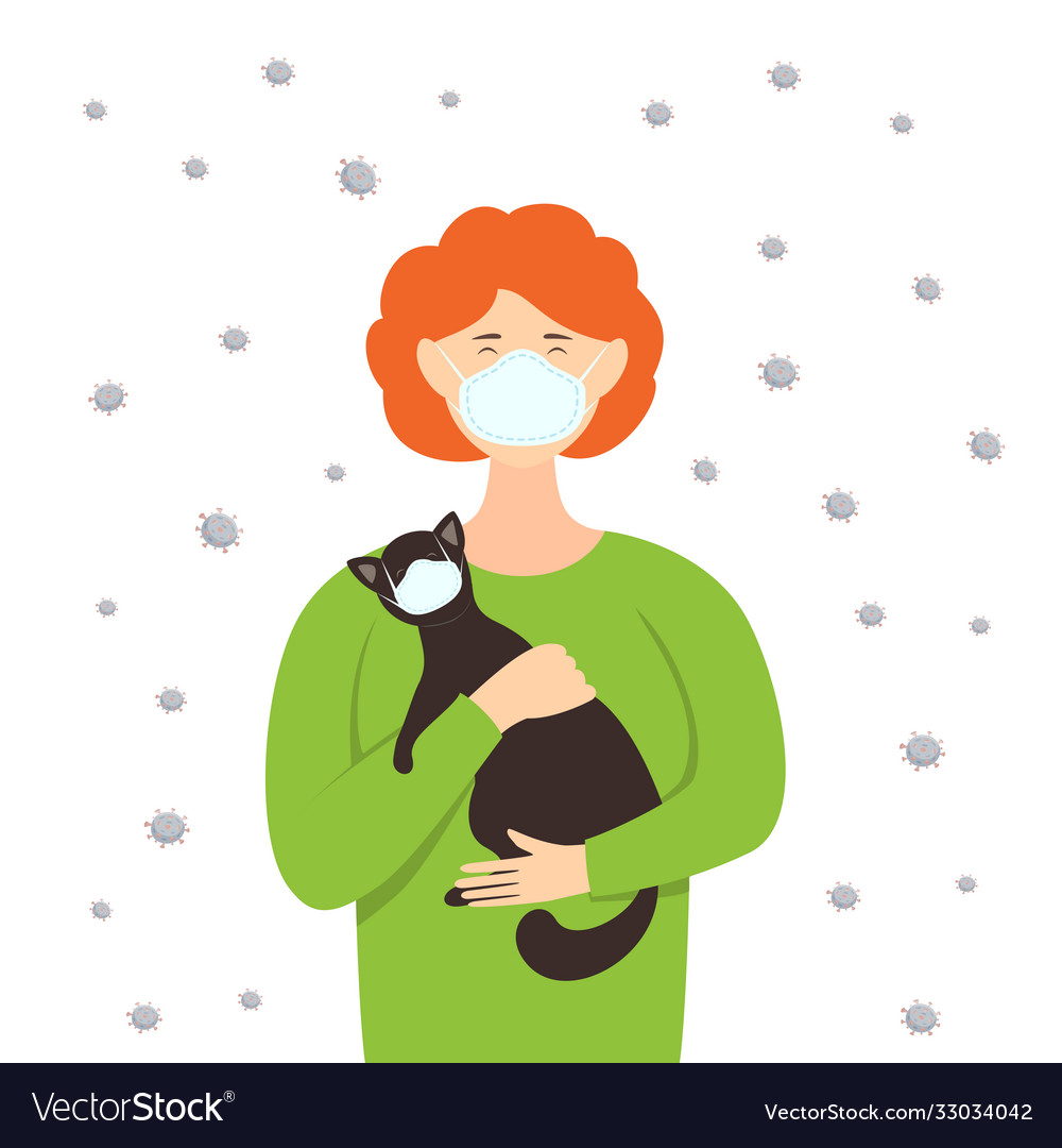 Woman and cat are protected from virus