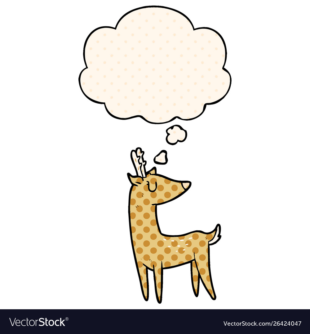 Cartoon deer and thought bubble in comic book