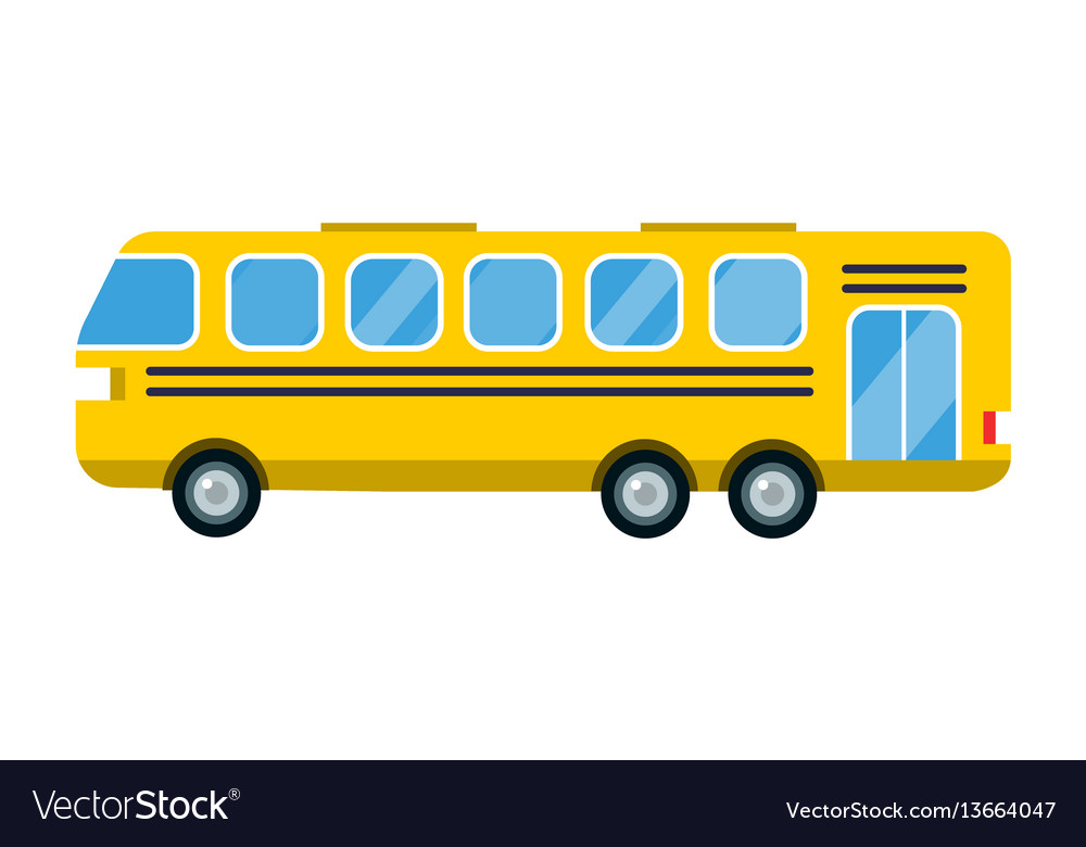 City yellow bus isolated road Royalty Free Vector Image