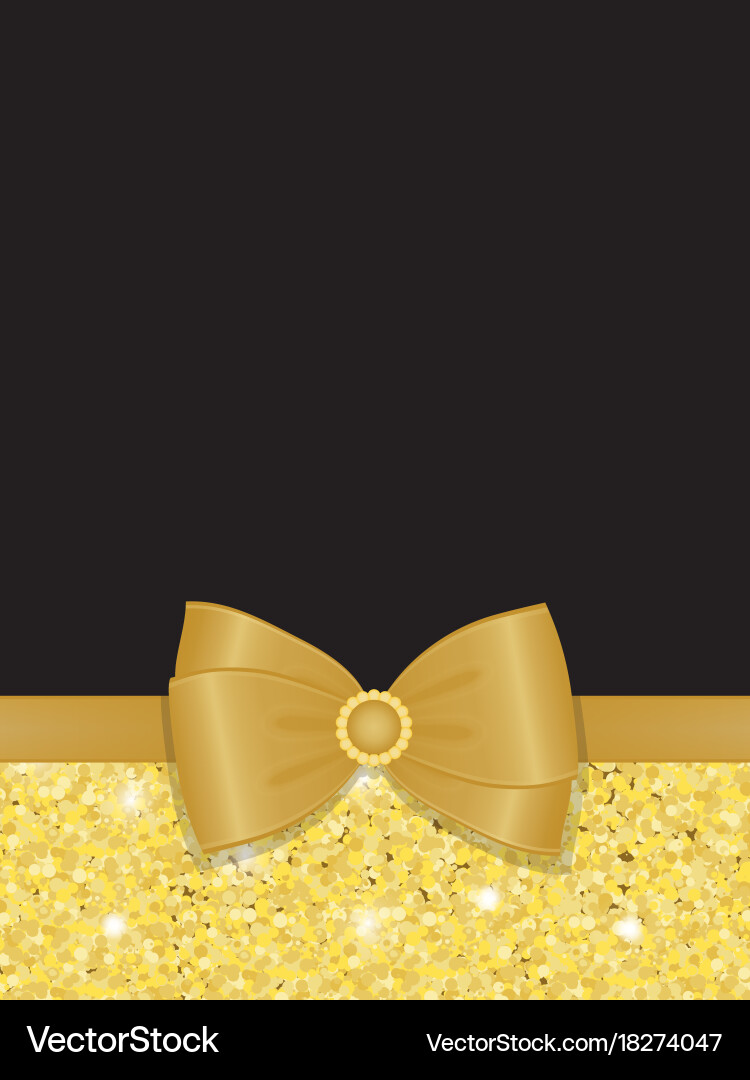 Gold sparkling rhinestone bow blank Royalty Free Vector
