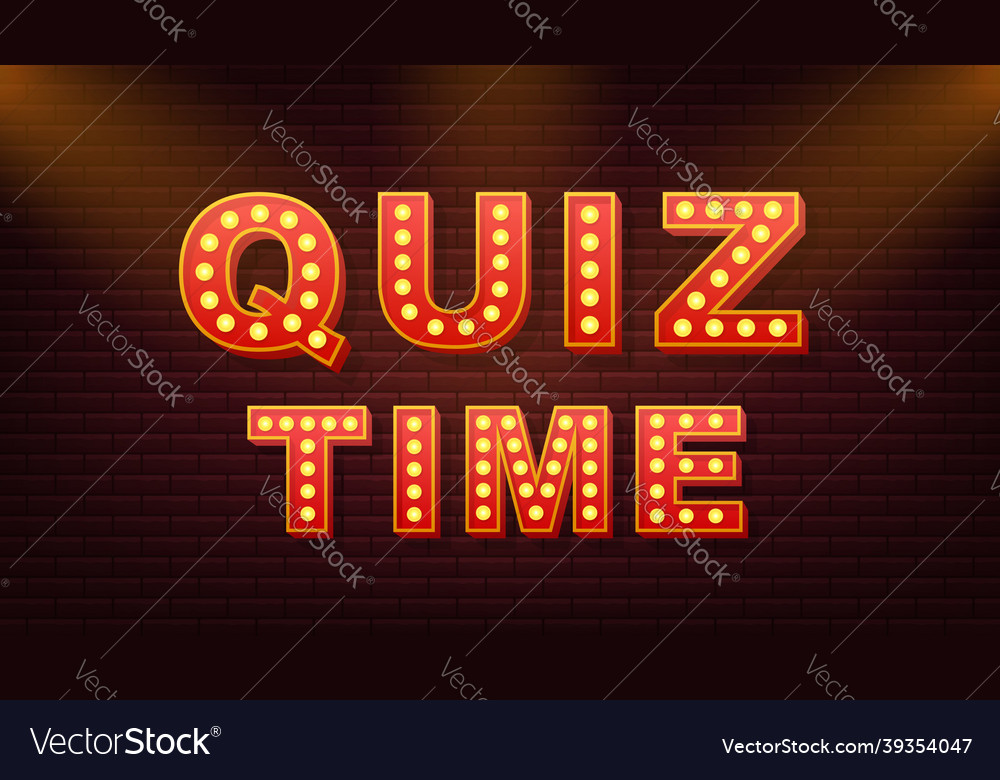 Retro light text quiz time light bulb Royalty Free Vector