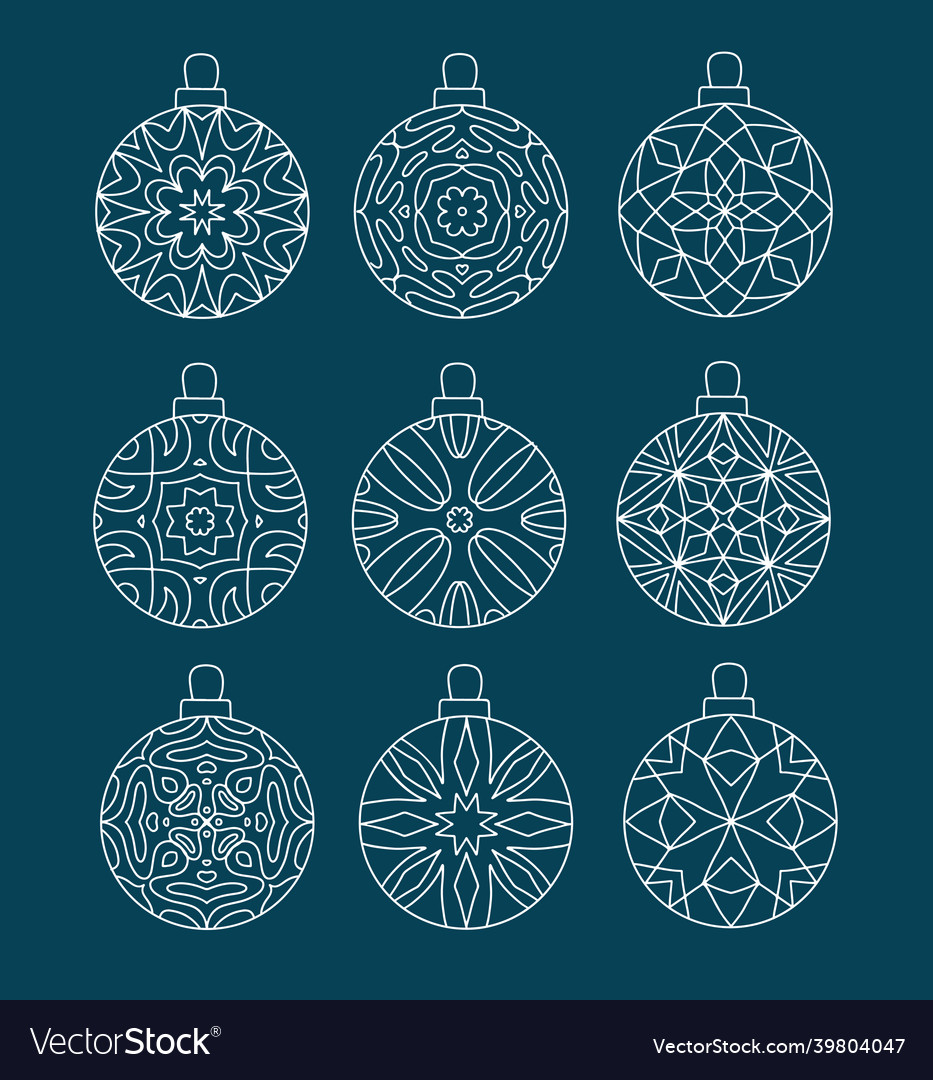 Set Weihnachtskugel mit geometrischen Mustern