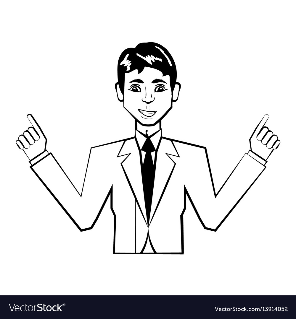 Business man comic outline Royalty Free Vector Image