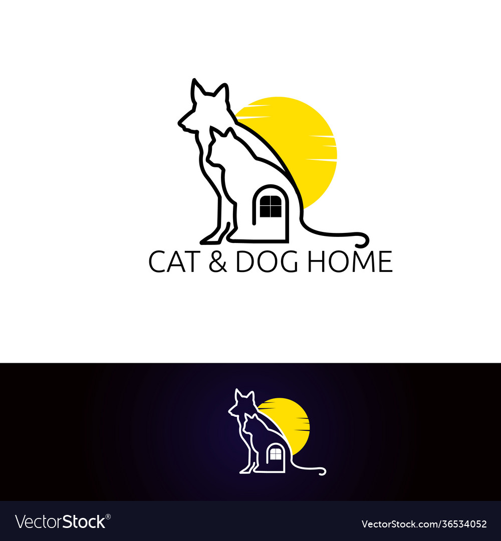 Cat and dog home logo icon element template