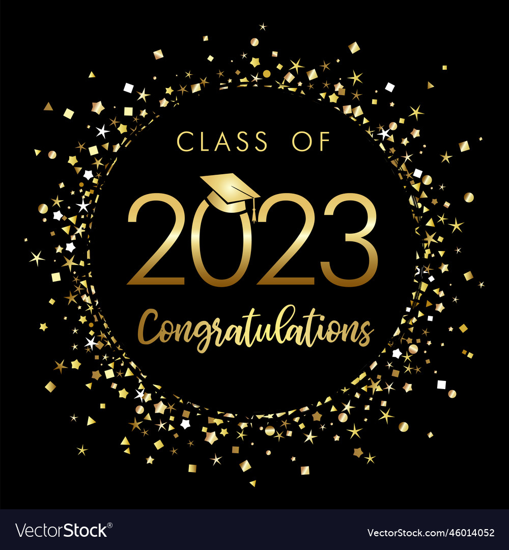 Class Of 2023 Graduation Poster With Gold Glitter Vector Image 9142