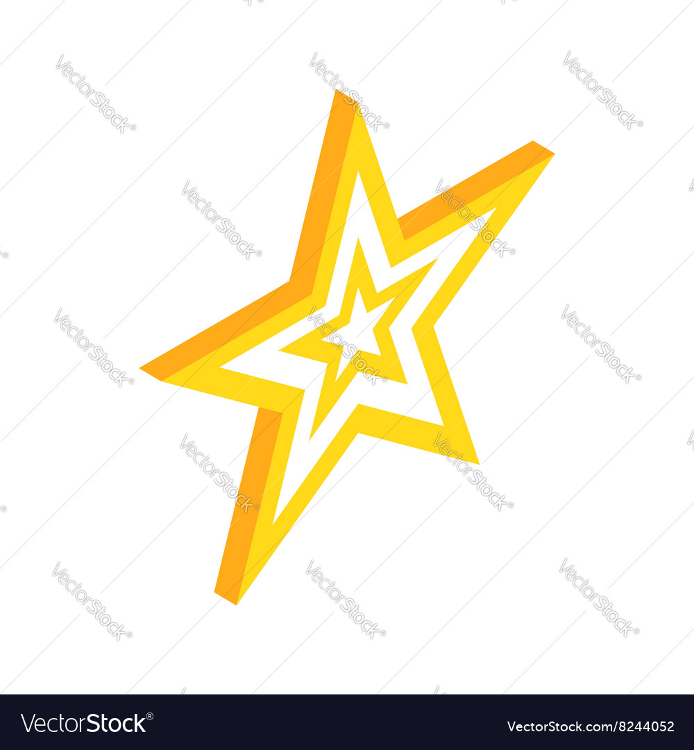 Gold star icon isometric 3d style