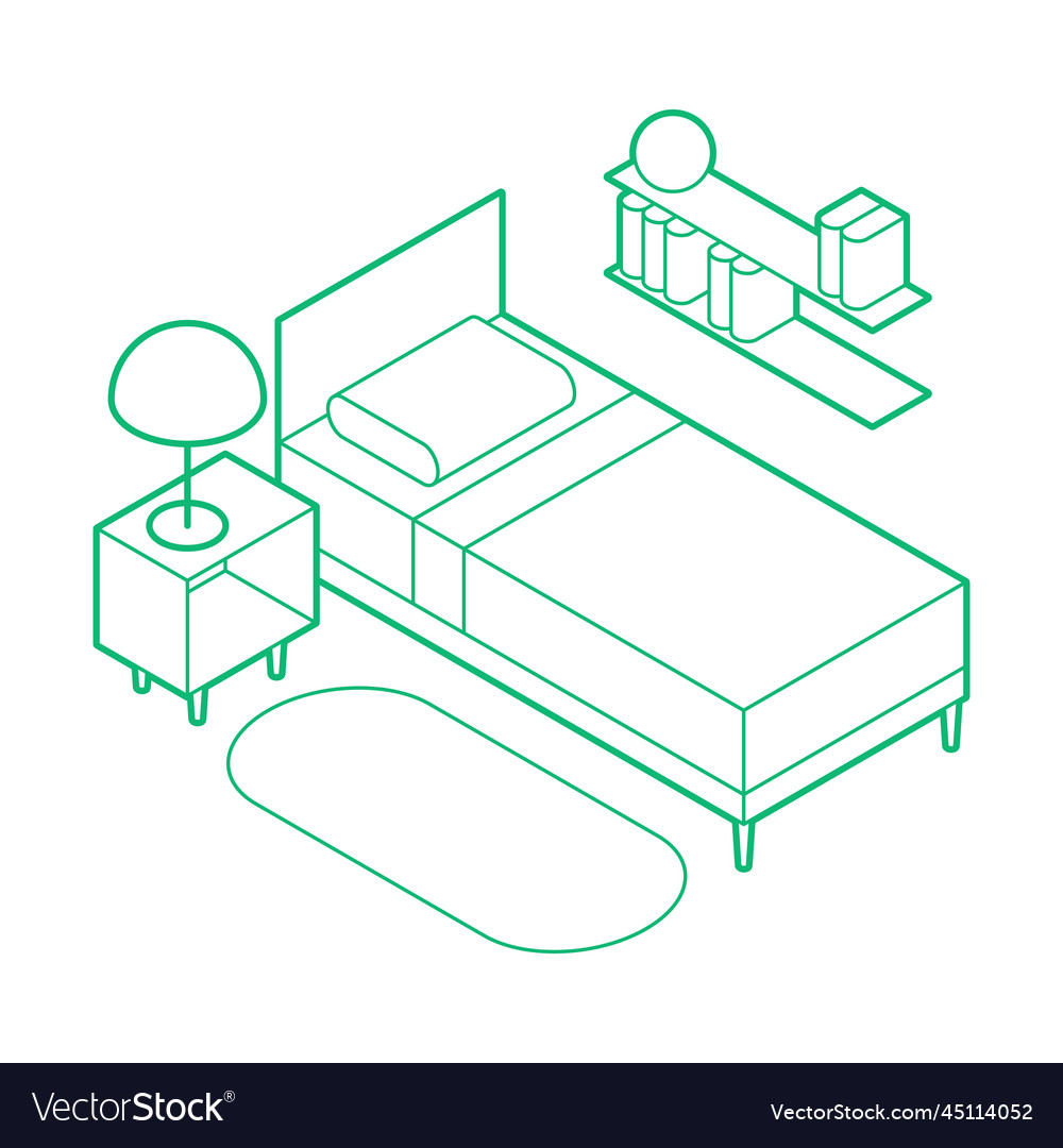 Isometric bedroom outline