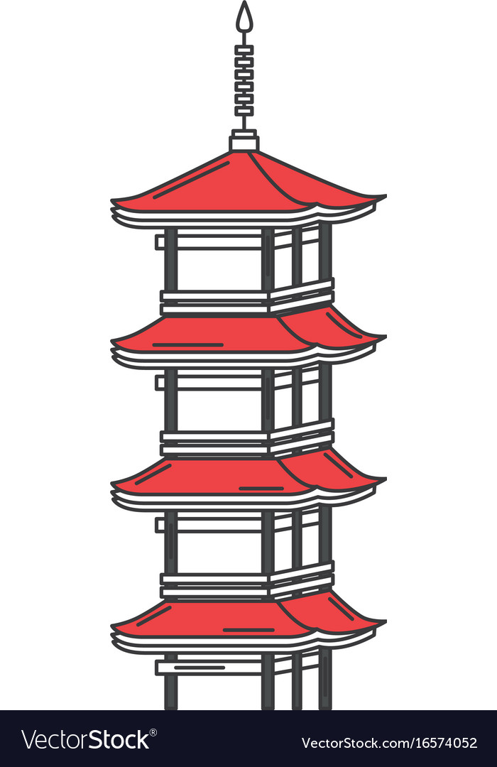 Japanese temple isolated icon