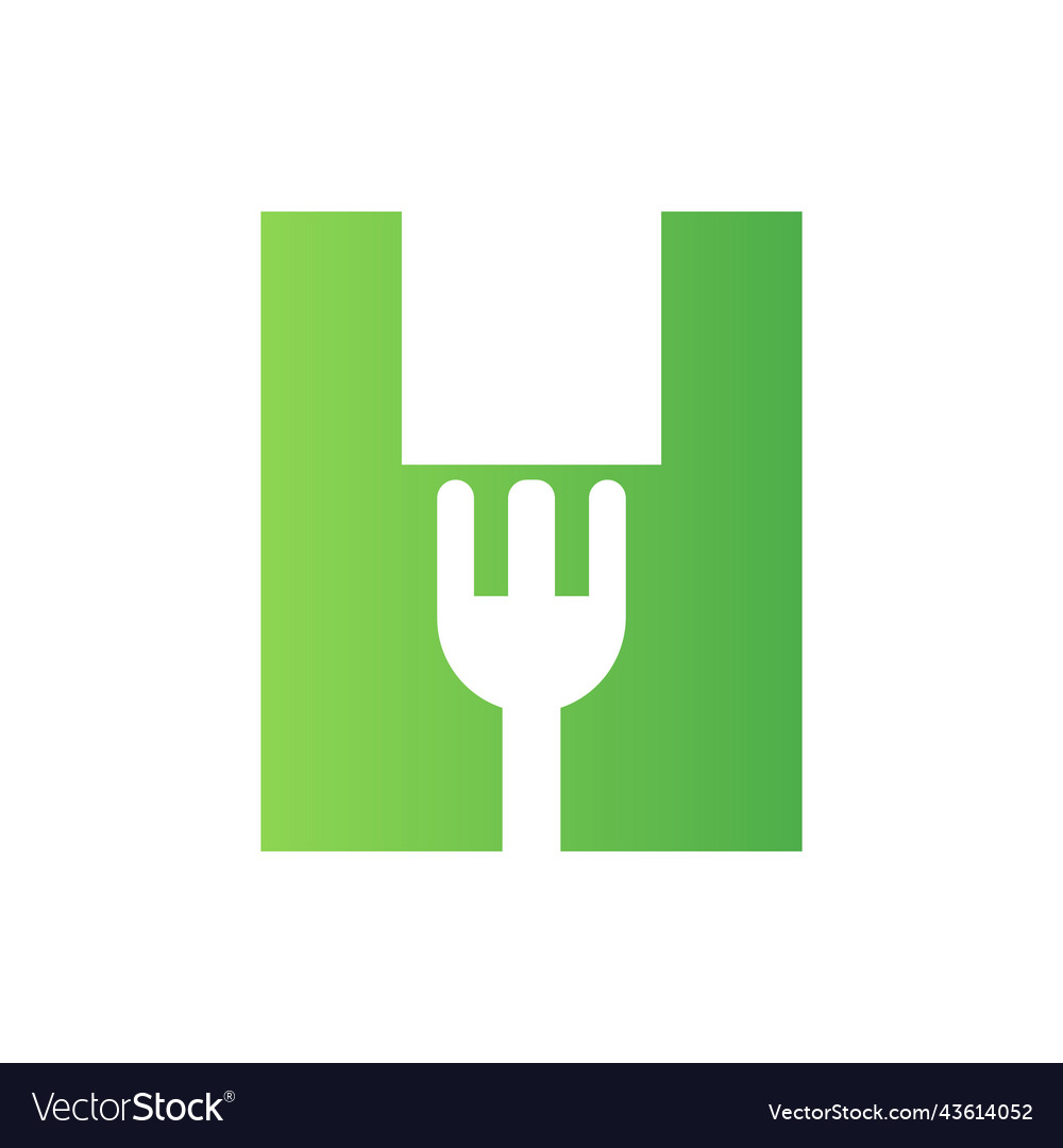 Letter h Restaurant Logo kombiniert mit Gabelsymbol