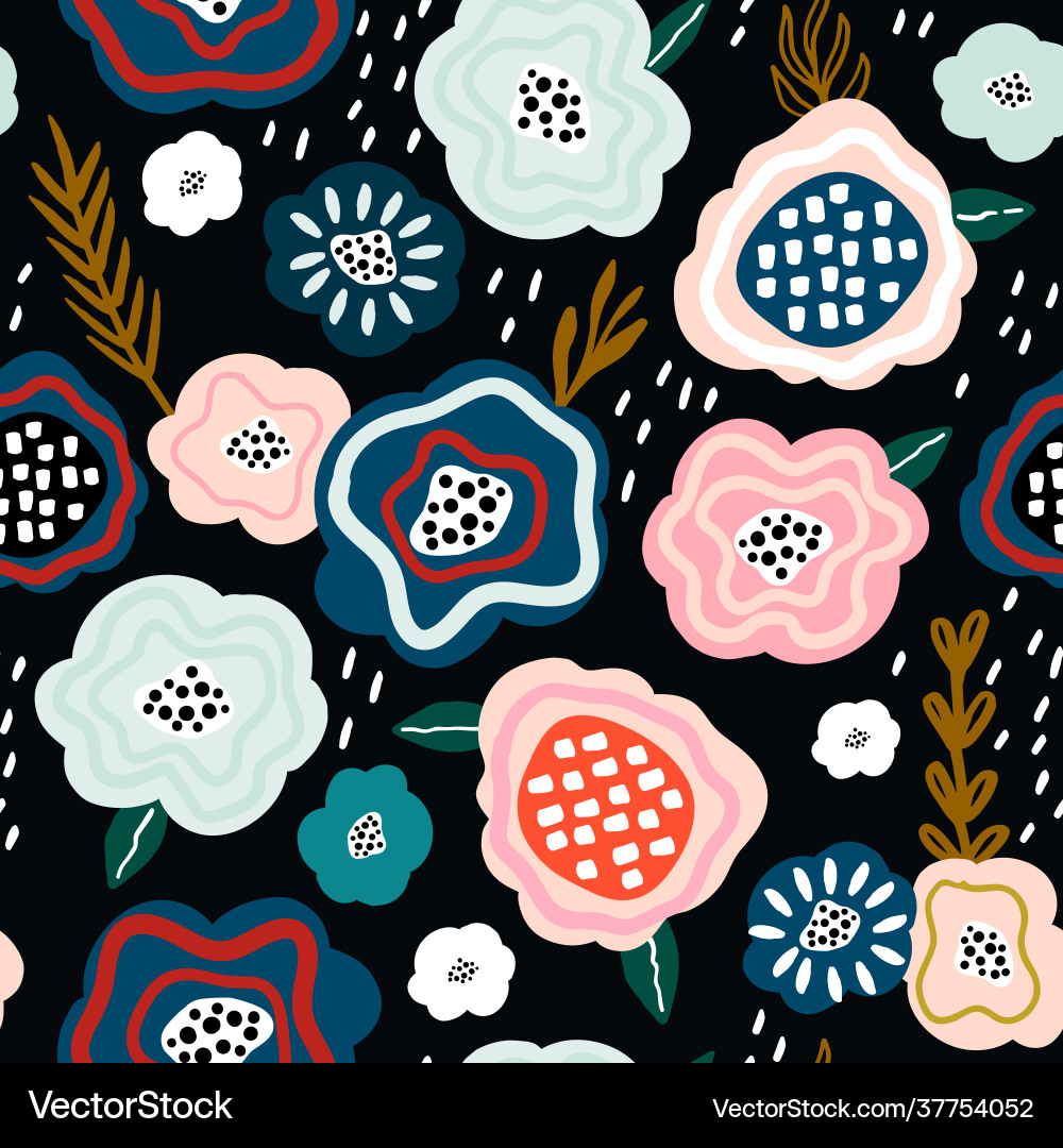 Seamless pattern with creative decorative flowers Vector Image