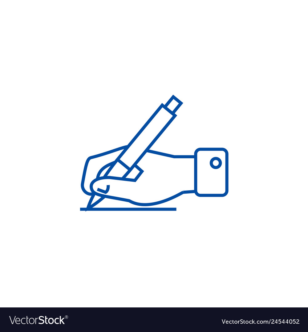 Writing signhand with pen line icon concept