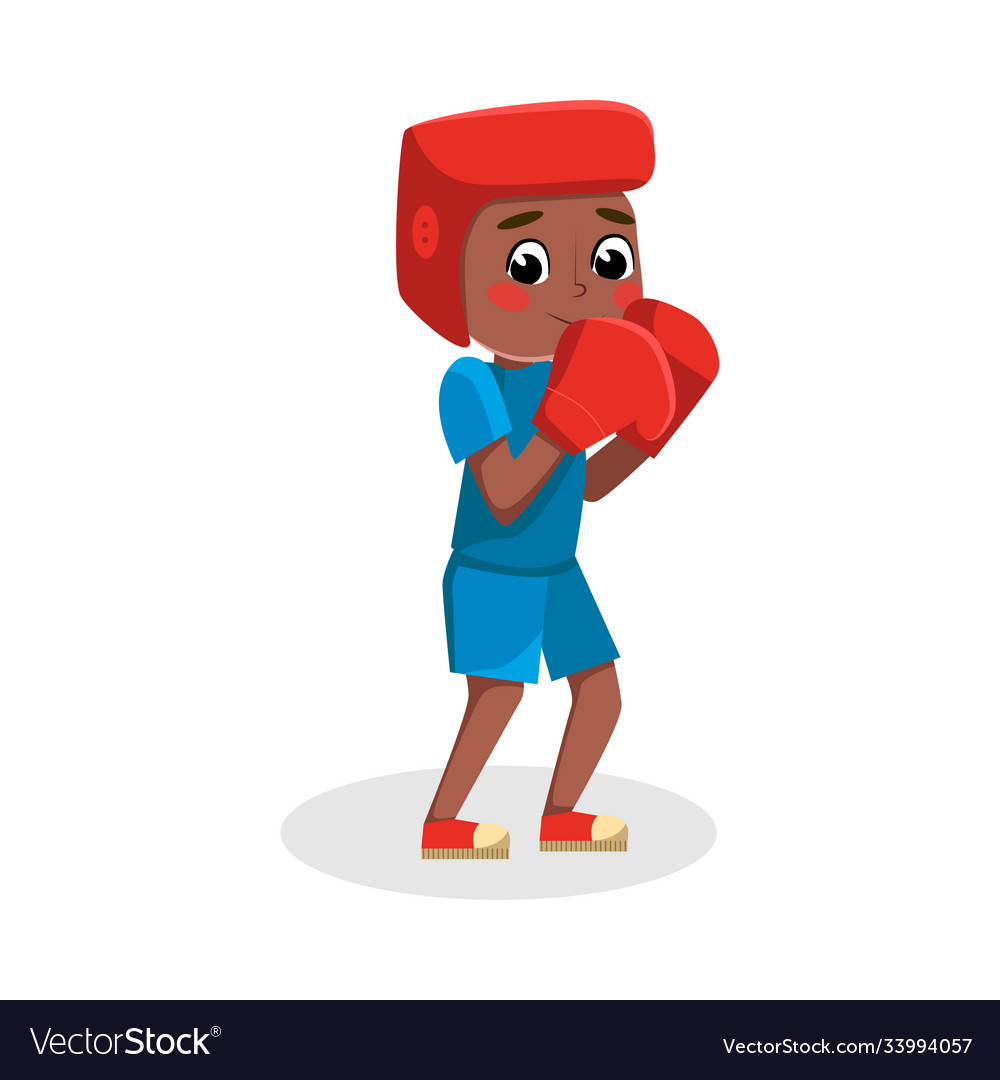 Boy athlete practicing box kid in sports uniform Vector Image