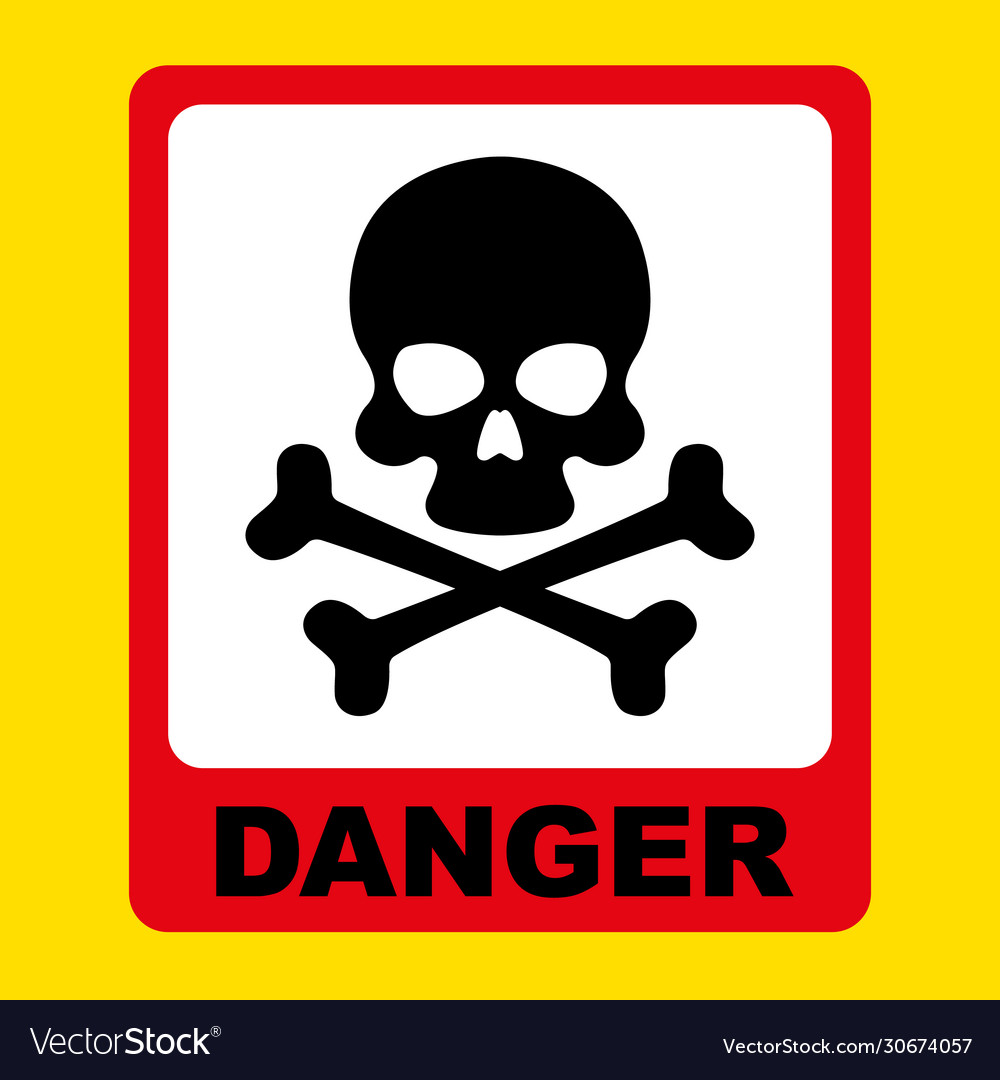 Danger sign with a black skull and crossbones Vector Image