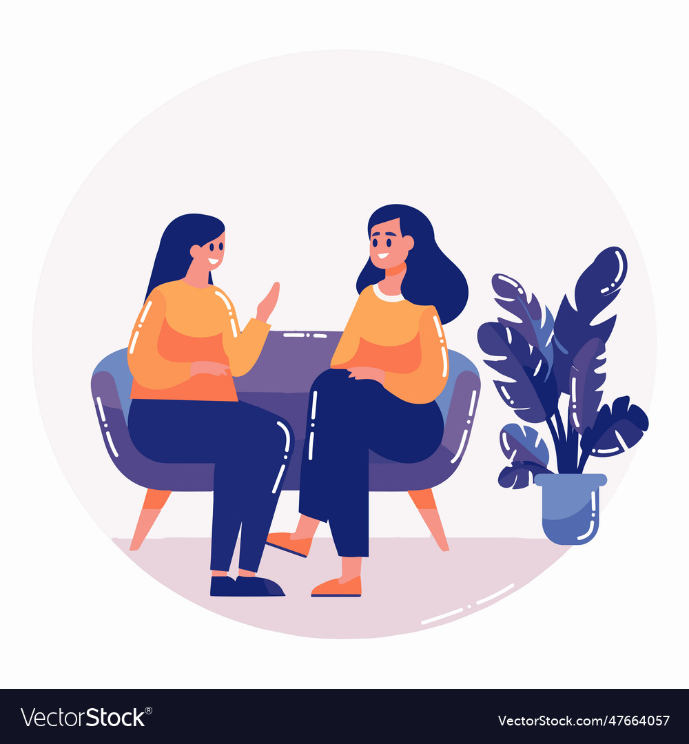 Hand drawn mother talking to daughter in flat Vector Image