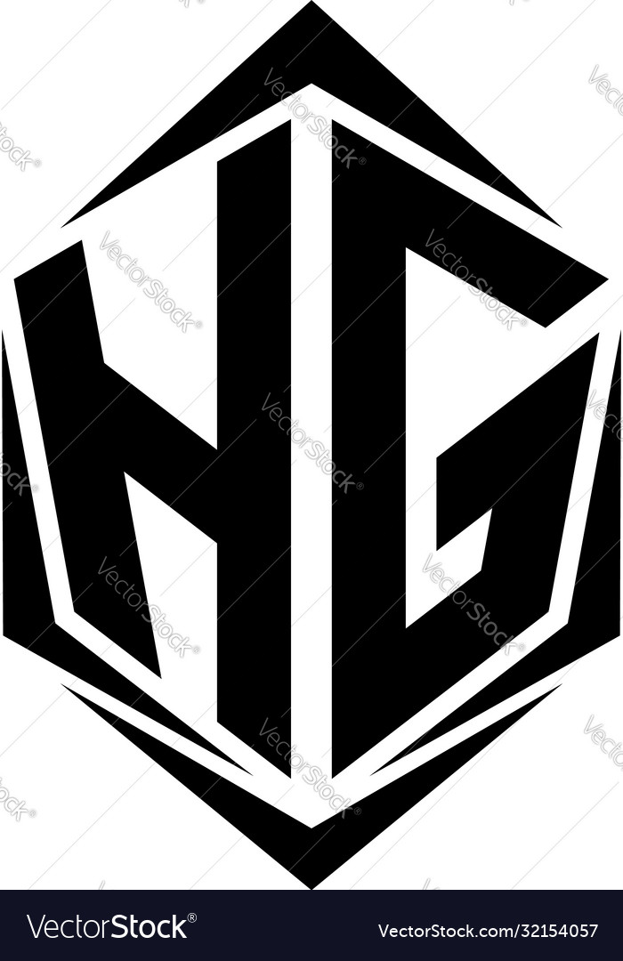 Initial hg logo design with shield style Vector Image