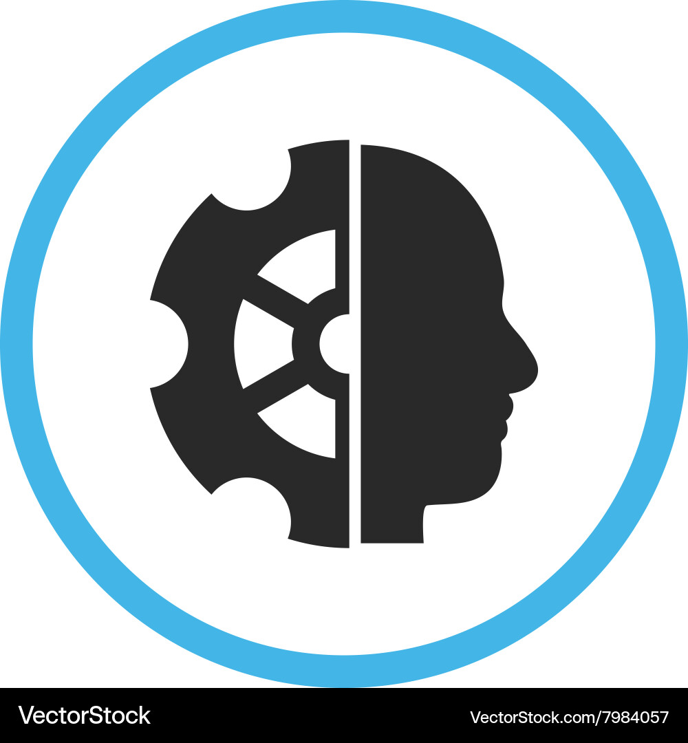 Intellect flat rounded icon Royalty Free Vector Image