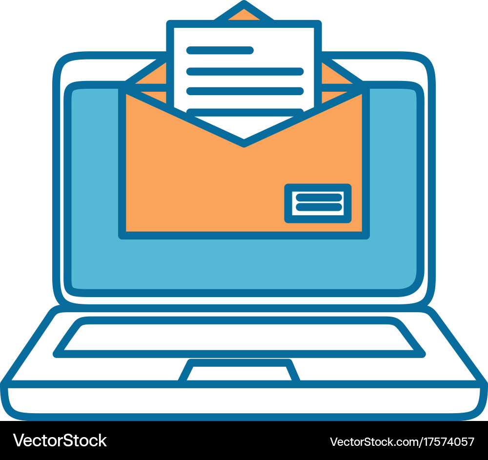Laptop computer with envelope Royalty Free Vector Image
