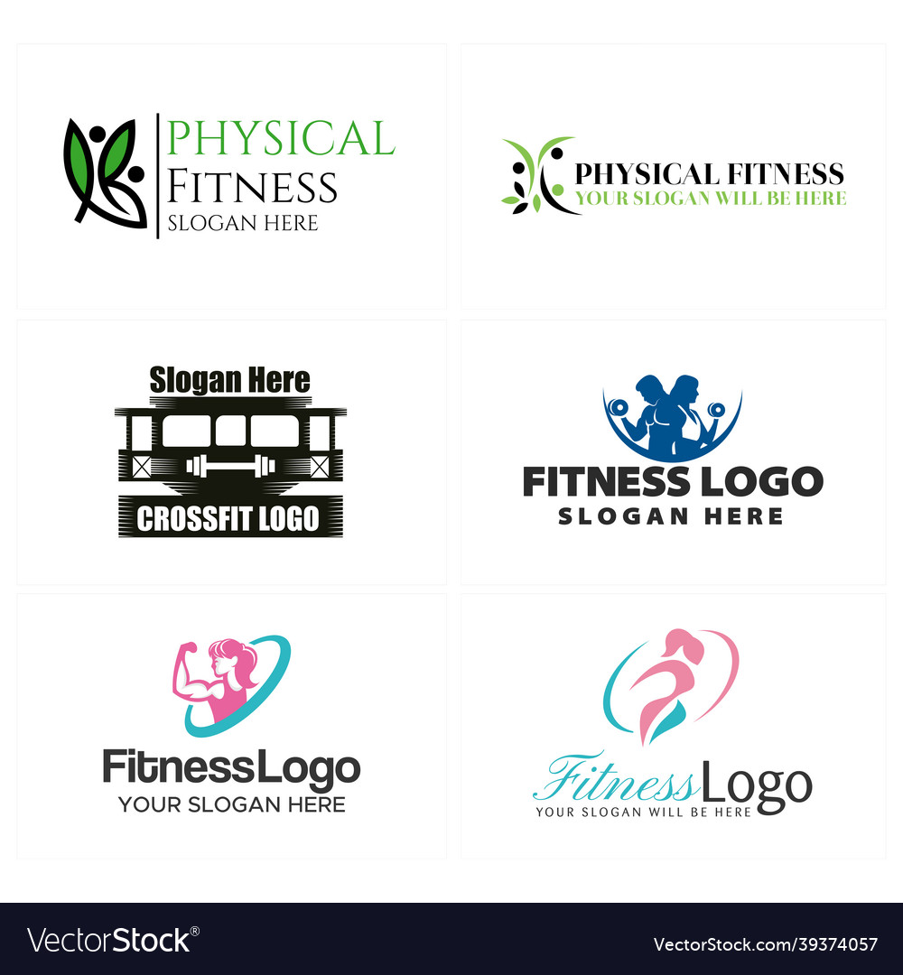 Physical fitness gym man woman daily life logo Vector Image