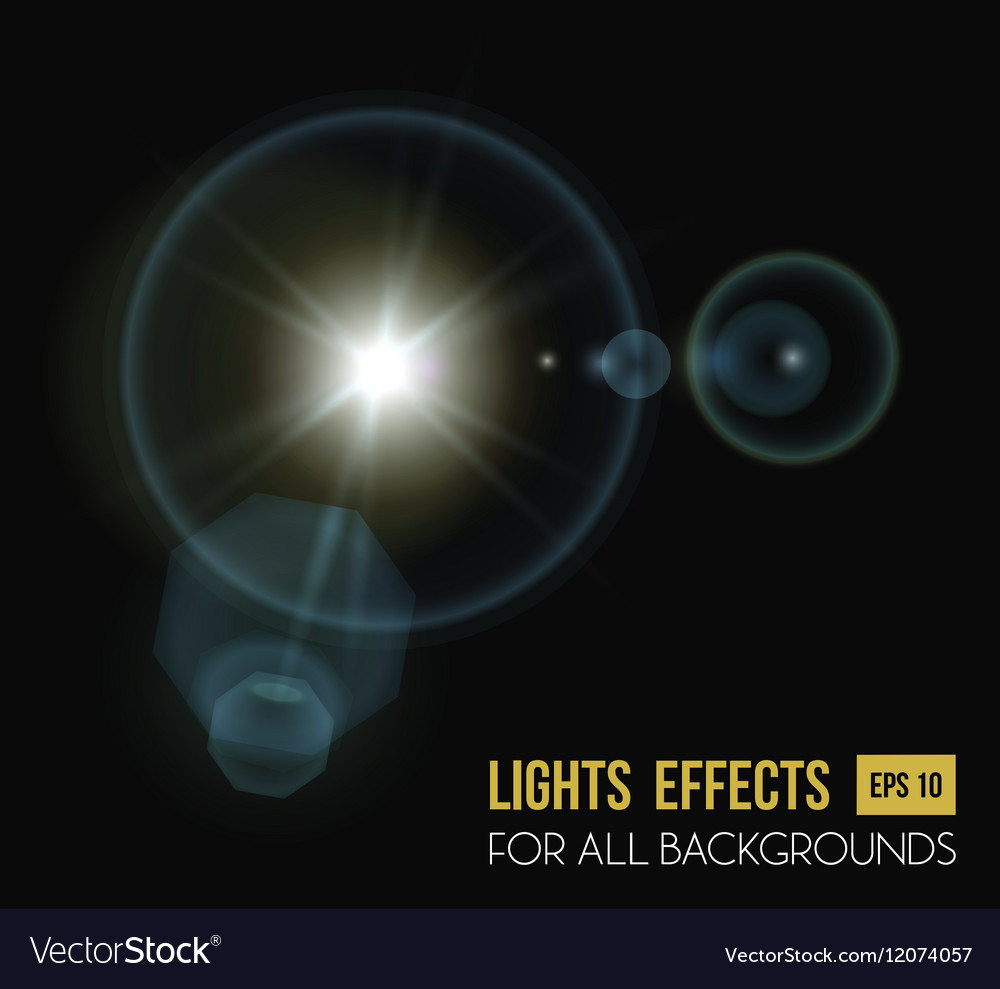 Round and hexadecimal sun light effect with lens Vector Image