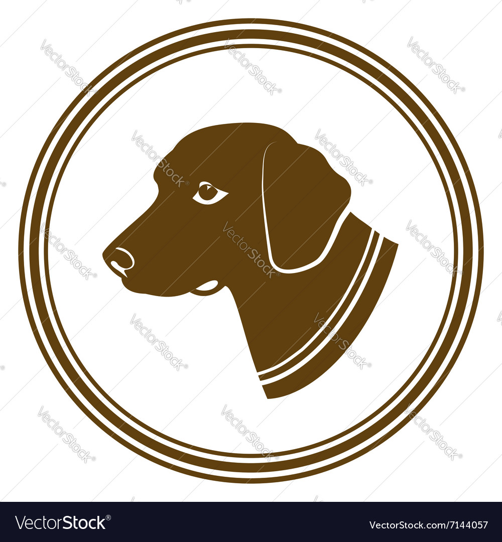 Sign Of Brown Dogs Head In White Round Silhouette Vector Image