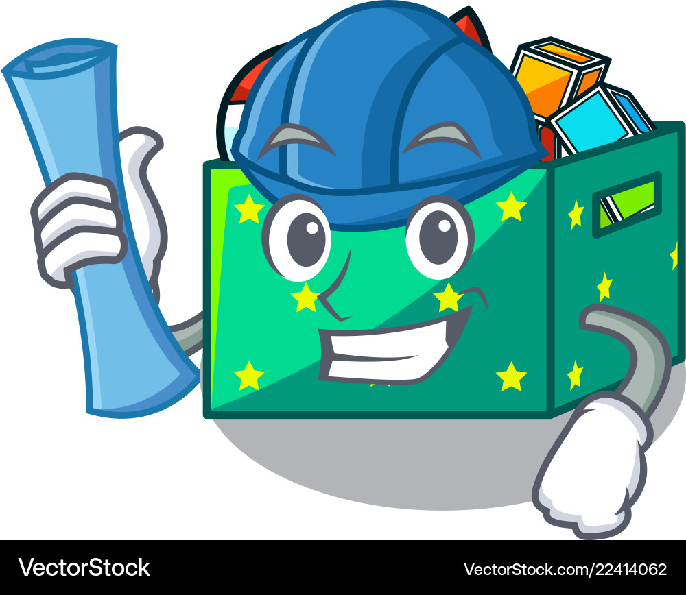Architect cartoon toy boxes in a bedroom Vector Image