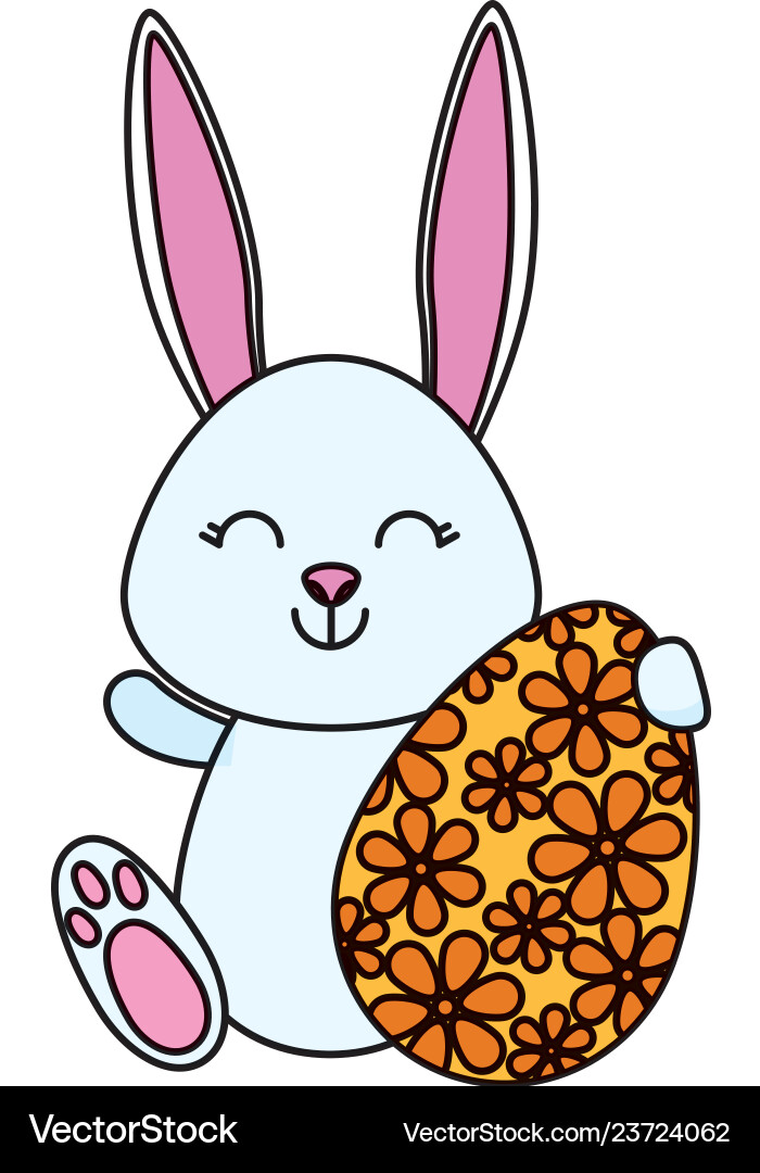 Cute rabbit with easter egg painted Royalty Free Vector