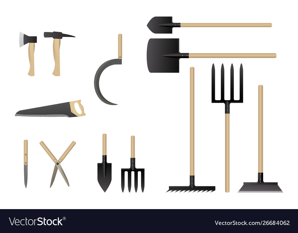 Garden work tools collection Royalty Free Vector Image