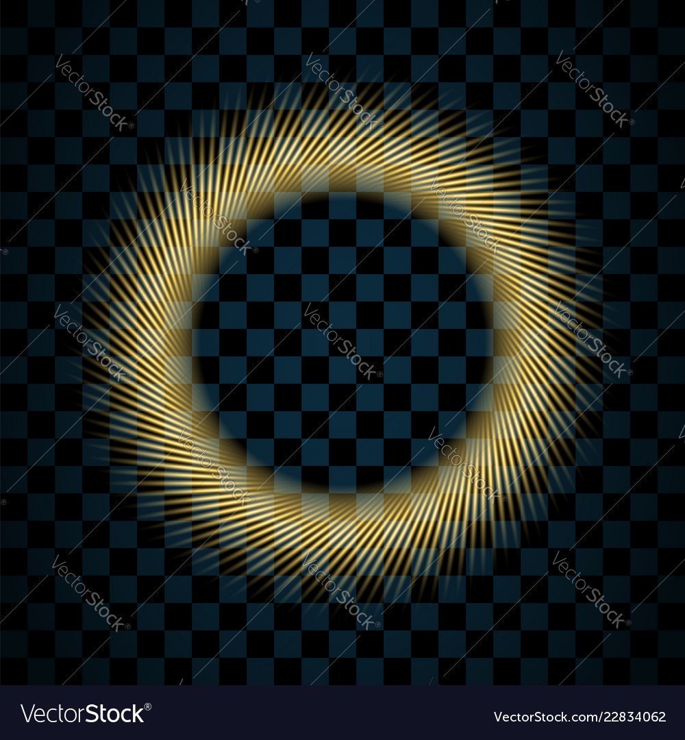 Gold circle isolated on transparent black