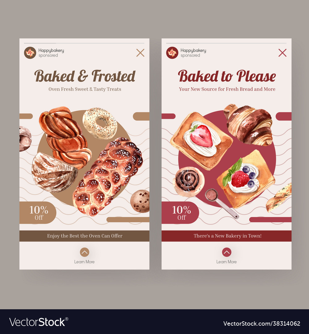 Instagram template with bakery design for online Vector Image