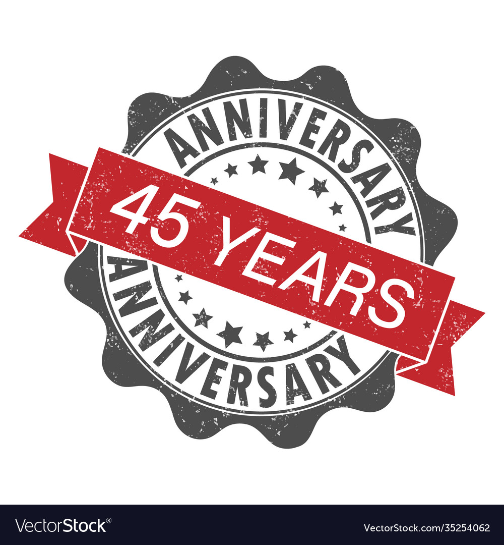 Stamp impression with inscription 45 years Vector Image