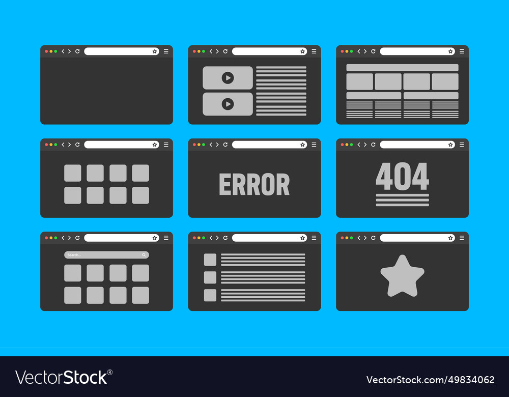  browser window pages layout with toolbar Vector Image