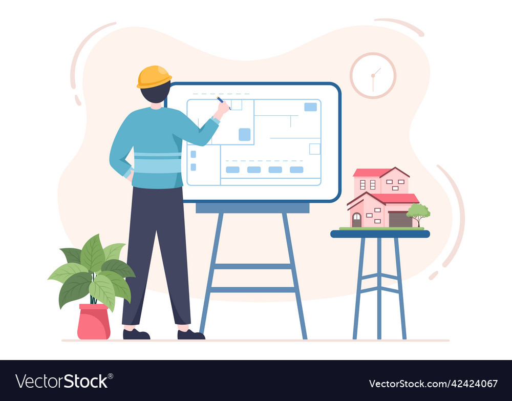Architect or engineer cartoon using Royalty Free Vector
