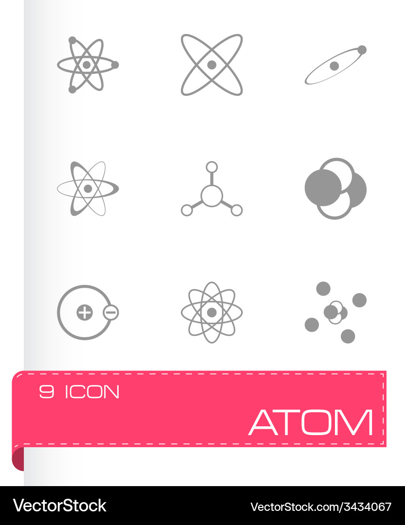 Black atom icon set Royalty Free Vector Image - VectorStock