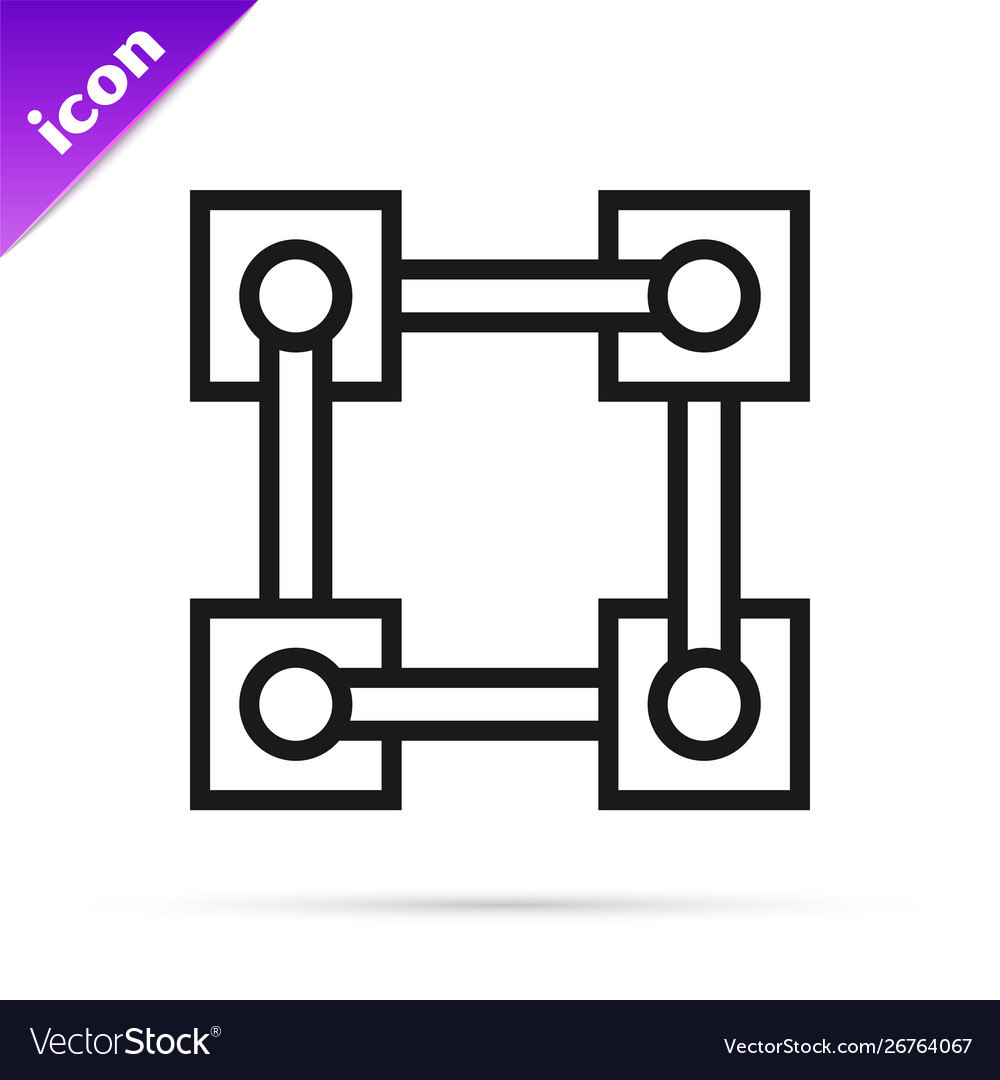 Schwarze Linie Blockchain Technologie Icon isoliert