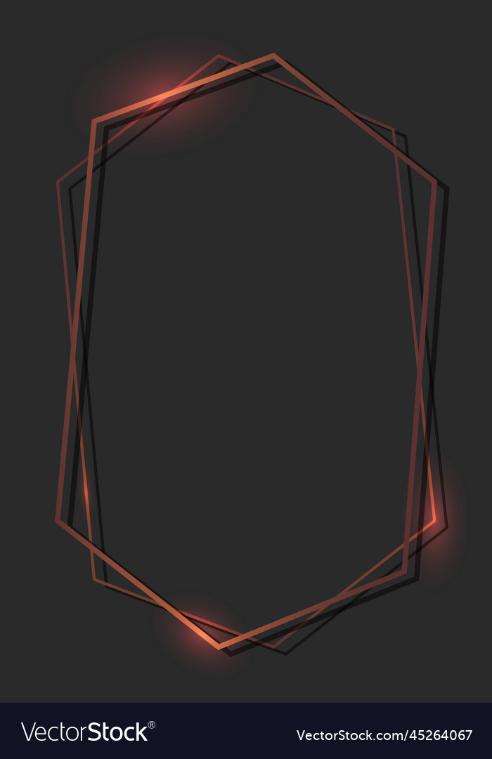 Bronze hexagon frame on gray background template Vector Image