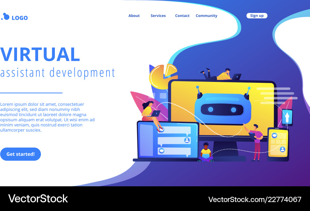 Chatbot development platformconcept landing page Vector Image