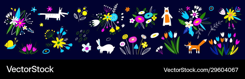 Easter decorative elements spring art print Vector Image