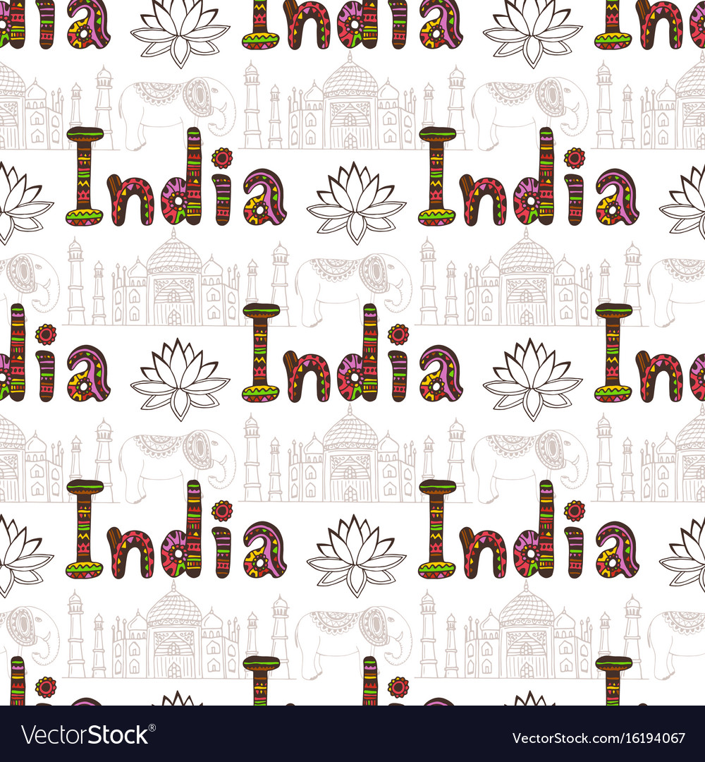 India seamless pattern with taj mahal and culture