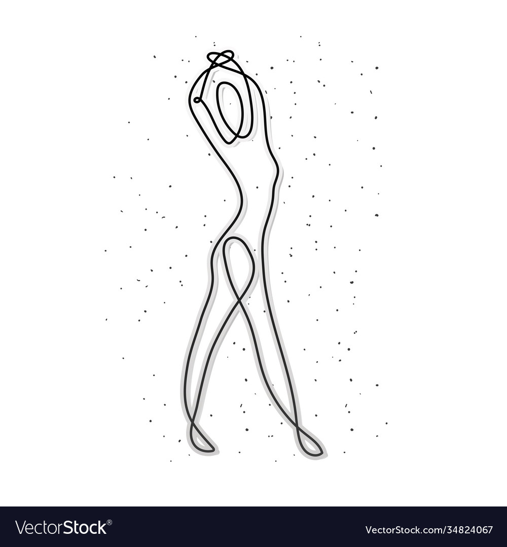 Line woman body with dots and arms in white Vector Image