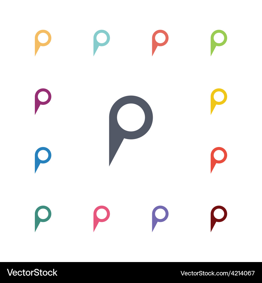 Map pin flat icons set Royalty Free Vector Image