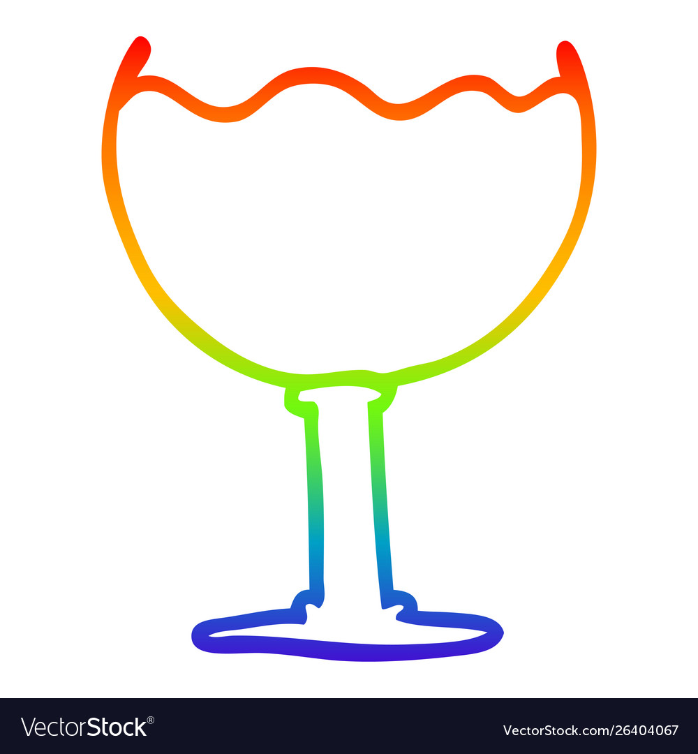 Rainbow gradient line drawing cartoon glass Vector Image