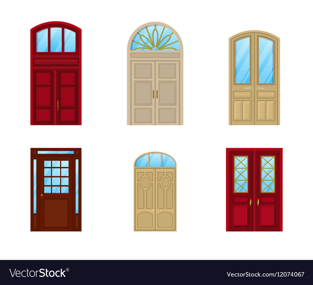 Room Door Set Of Icons Interior Entrance Design Vector Image