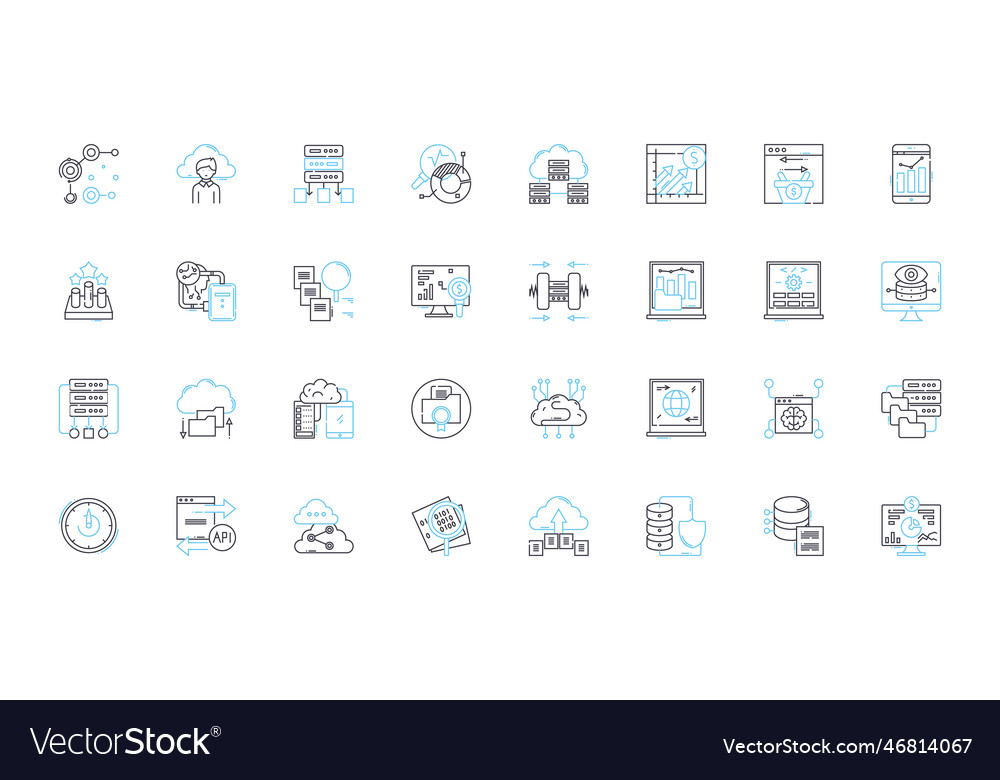 Social media monitoring linear icons set Vector Image