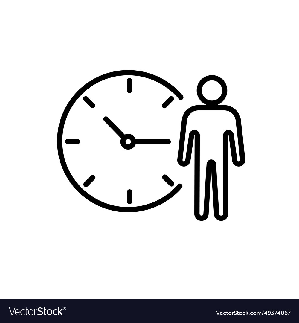 Waiting time icon human with clock symbol