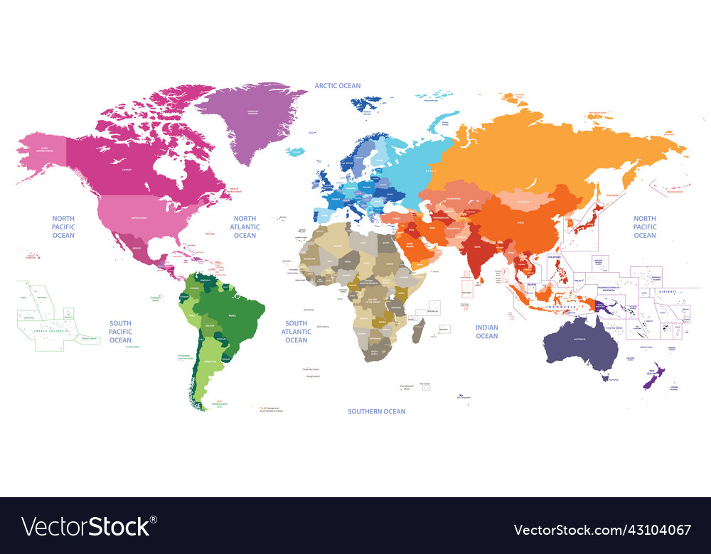 World map high detailed Royalty Free Vector Image