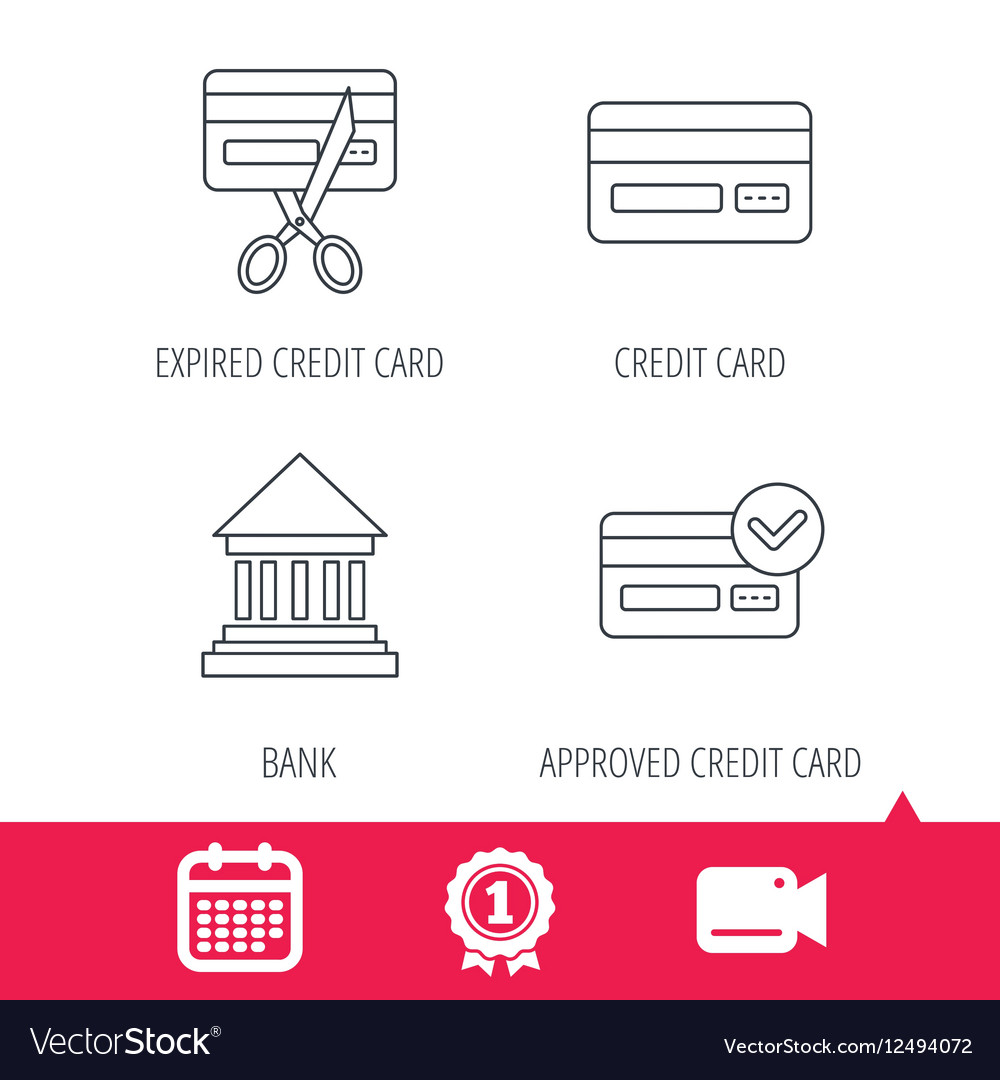 Bank credit card icons banking signs