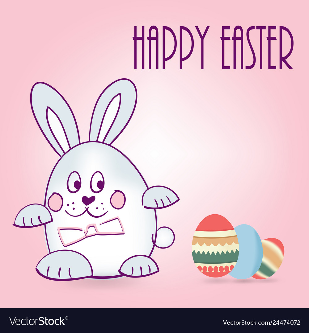 Greeting card with easter hand-drawn bunny Vector Image