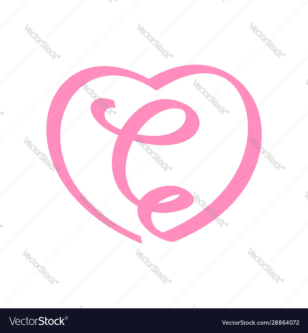 Initial c love ribbon Royalty Free Vector Image