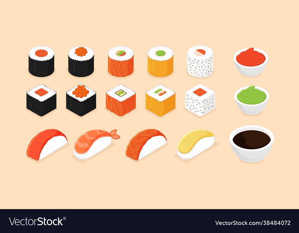 Isometric sushi set